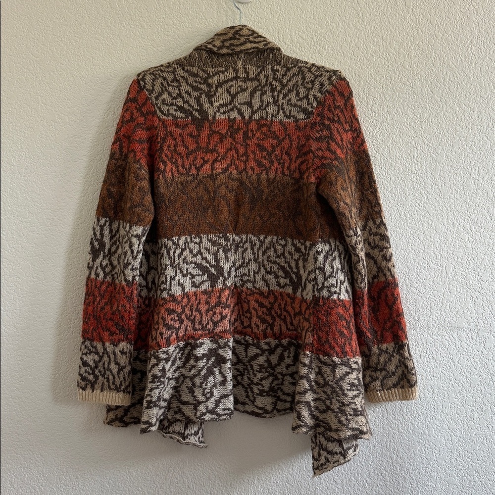 Anthropologie Wool Alpaca blend Cardigan Sweater Colorblock Fall Orange Rust - Picture 7 of 7